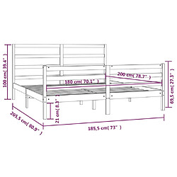 vidaXL Cadre de lit sans matelas blanc bois massif de pin 180x200 cm pas cher