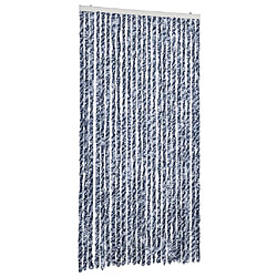 vidaXL Rideau anti-mouches bleu et blanc 100x200 cm chenille