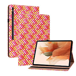 Etui en PU texture tissée multicolore avec support rose pour votre Samsung Galaxy Tab S8