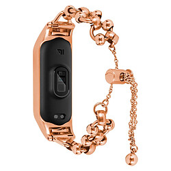 Bracelet en métal décor de perles creuses pour votre Xiaomi Mi Band 3/4 - or rose