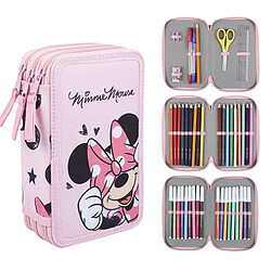 Trousse Scolaire avec Accessoires Minnie Mouse 43 Pièces Rose (12,5 x 6,5 x 19,5 cm)