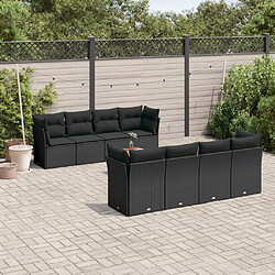 Maison Chic Ensemble Tables et chaises d'extérieur 9 pcs avec coussins,Salon de jardin noir résine tressée -GKD415409