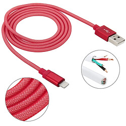 Wewoo Câble rouge pour iPhone X / 8 & 8 Plus / 7 & 7 Plus / 6 & 6s & 6 Plus & 6s Plus / iPad 1m Net Style Haute Qualité Métal Tête Lightning à USB Données / Chargeur Câble,