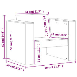 vidaXL Canapé de jardin 79x60x62 cm bois de pin imprégné pas cher