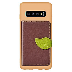 Wewoo étuis Coque Housse Étui de protection en TPU texturé à texture litchi avec feuille magnétique pour Galaxy S10, emplacements pour cartes, porte-monnaie et portefeuille (Marron)