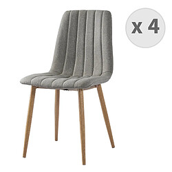 Moloo CARLA - Chaise scandinave tissu lin pieds métal effet bois(x4)