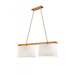 Lumière Suspension Aida Bois,acier,tissu Chêne rustique 2 ampoules 95cm