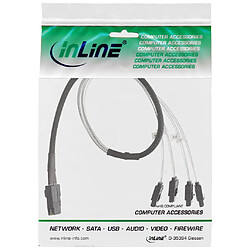 InLine Câble de raccordement SAS, Mini SAS SFF8087 à 4x SATA, Crossover, 75cm