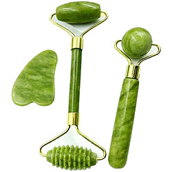 Chrono Pierres de massage,Jade Roller, anti-âge, adaptées à la peau du visage et du cou,Vert