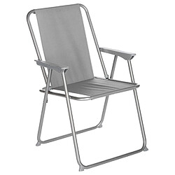 Chaise de camping pliante le picnic fauteuil en metal et textilene avec accoudoirs gris anthracite 53x55xh75cm+Sunnydays