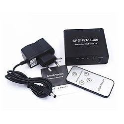 3 en 1 Commutateur Audio Optique Numérique SPDIF / TosLink avec Telecommande Prise EU pas cher