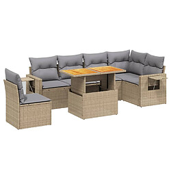 vidaXL Salon de jardin avec coussins 7 pcs beige résine tressée