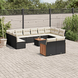 Maison Chic Salon de jardin avec coussins 13 pcs, Ensemble Tables et chaises de jardin, noir résine tressée -GKD965693