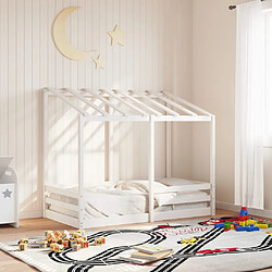 Avis Vidaxl Lit pour enfants avec toit blanc 70x140cm en bois massif de pin