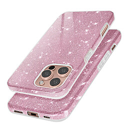 Avizar Coque Paillette pour iPhone 16 Pro Hybride Design Glamour Rose Poudré