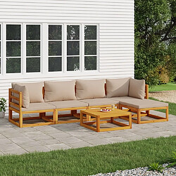 Maison Chic Salon de jardin 6 pcs + coussins - Mobilier/Meubles de jardin - Table et chaises d'extérieur taupe bois massif -MN78423