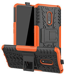 Wewoo Coque Pour OPPO Realme X Tire Texture Antichoc TPU + PC Housse de protection avec support Orange