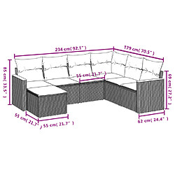 Avis vidaXL Salon de jardin 7 pcs avec coussins noir résine tressée