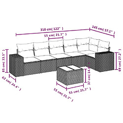 Avis Maison Chic Ensemble Tables et chaises d'extérieur 7pcs avec coussins,Salon de jardin noir résine tressée -GKD290369