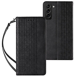 Ozzzo magnet strap coque coque pour samsung galaxy s22 ultra pouch wallet + mini longe pendentif noir