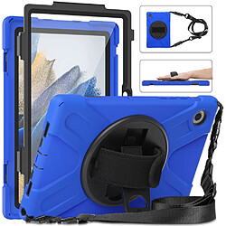 Coque en silicone avec béquille rotative et bandoulière bleu pour votre Samsung Galaxy Tab A8 10.5 (2021)