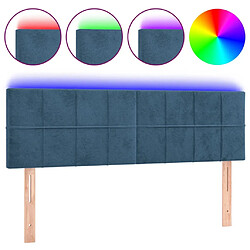 Maison Chic Tête de lit moderne à LED lumineuse pour chambre - Décoration de lit Bleu foncé 144x5x78/88 cm Velours -MN44632