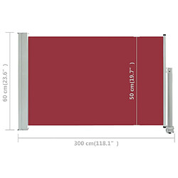 vidaXL Auvent latéral rétractable de patio 60x300 cm Rouge pas cher