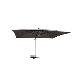 Concept Usine Parasol rectangulaire gris avec LED 395 x 295 cm CALVIA