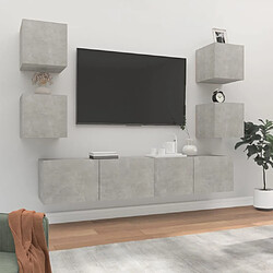 Maison Chic Ensemble de meubles TV 6 pcs | Banc TV Moderne pour salon | Meuble de Rangement - Gris béton Bois d'ingénierie -MN61579