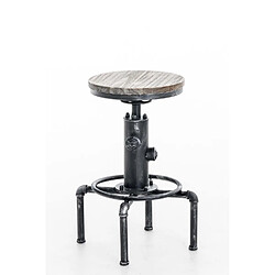 Avis Decoshop26 Tabouret de bar style industriel métal argenté assise en bois hauteur réglable 10_0000850