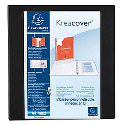 Exacompta Classeur PP personnalisable Kreacover - 4 anneaux en D 60mm - A4 maxi - Noir - Lot de 10