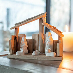 Paris Prix Crèche de Noël Toit Incliné 23cm Naturel & Blanc