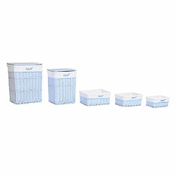 Acheter Lot de paniers DKD Home Decor Bleu Polyester Enfant osier (44 x 34 x 56 cm)