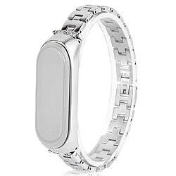 Bracelet en métal chaîne décorative en strass bling bling, argent pour votre Xiaomi Mi Band 3/4