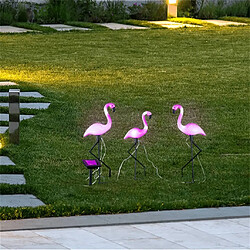 HI Pieu de jardin solaire à LED Flamant rose 3 pcs