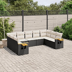 Maison Chic Ensemble Tables et chaises d'extérieur 9 pcs avec coussins,Salon de jardin noir résine tressée -GKD762456