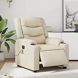 Maison Chic Fauteuil Relax pour salon, Fauteuil de massage inclinable électrique crème similicuir -GKD31887