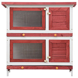 Helloshop26 Clapier cage d'extérieur 4 portes 90 x 45 x 90 cm rouge bois 02_0000594