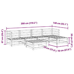 vidaXL Salon de jardin 6 pcs bois massif sapin de douglas pas cher