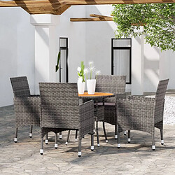 Maison Chic Salon de jardin de salle à manger 5 pcs,Table et Chaises d'extérieur,Mobilier de jardin Résine tressée Gris -MN50990