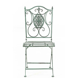 Decoshop26 Chaise de jardin balcon terrasse design rustique pliable en métal vert vieilli 10_0003035