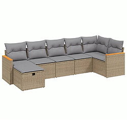 Maison Chic Ensemble à manger d'extérieur 7 pcs avec coussins,Salon de jardin,Mobilier de jardin mélange beige résine tressée -GKD816522