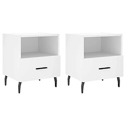 Maison Chic Lot de 2 Tables de chevet - Tables de Nuit blanc 40x35x47,5 cm bois d’ingénierie