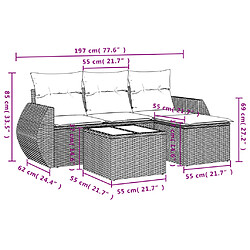 Avis Maison Chic Salon de jardin avec coussins 5 pcs | Ensemble de Table et chaises | Mobilier d'Extérieur beige résine tressée -GKD61996