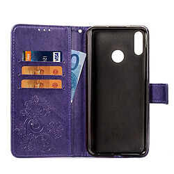 Acheter Wewoo Housse Coque Étui en cuir à motif de fleurs repiquées Lucky Clover pour HuY9 (2019) / Enjoy 9 Plus, avec support, logements pour cartes, portefeuille et dragonne (violet)