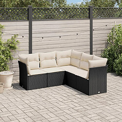 Maison Chic Salon de jardin 5 pcs avec coussins | Ensemble de Table et chaises | Mobilier d'Extérieur noir résine tressée -GKD98664