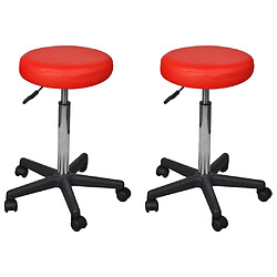 vidaXL Tabourets de bureau lot de 2 Rouge 35,5x84 cm Similicuir