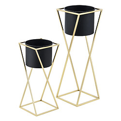 Lot de 2 Supports de Plantes Mons Doré Noir [en.casa]