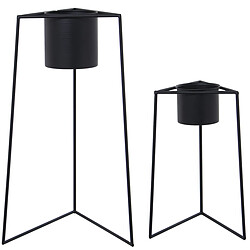 Set de pots de fleurs Alexandra House Living Noir Métal Avec support (2 Pièces)