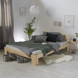 Acheter Homestyle4U Lit double en bois Lit futon 120x200 cm pin naturel